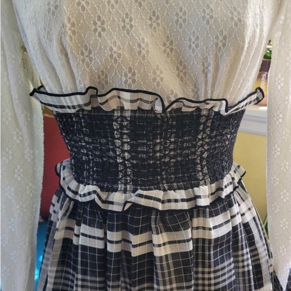 Vintage 1970 Joyce Palmer Stunning maxi dress with smocked waist, lace. US0P - Picture 4 of 9